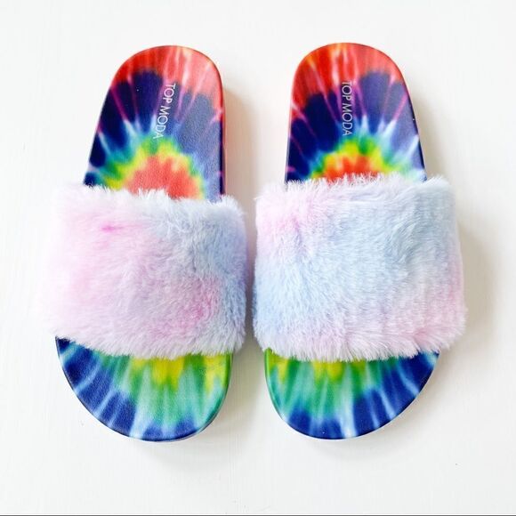 Top Moda Rainbow Plush Slide Sandal Cab-99 - Picture 4 of 8